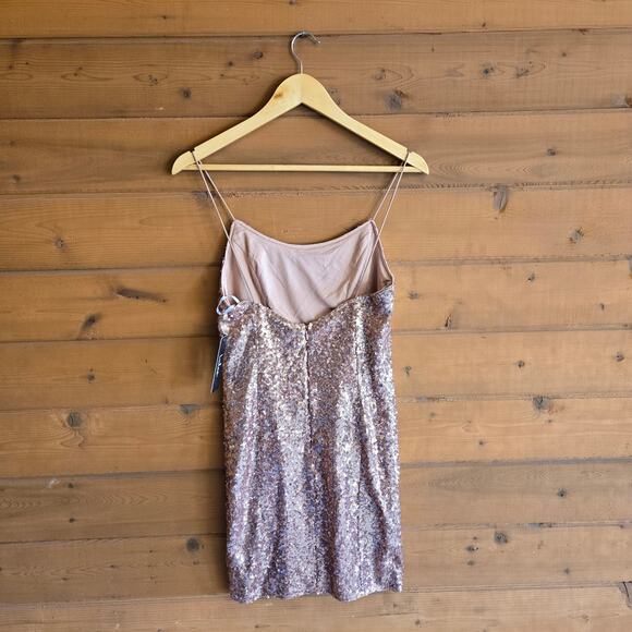 Lulu's Bring It Rose Gold Sequin Bodycon Mini Dress Small NWT Hoco Holiday - Picture 3 of 6